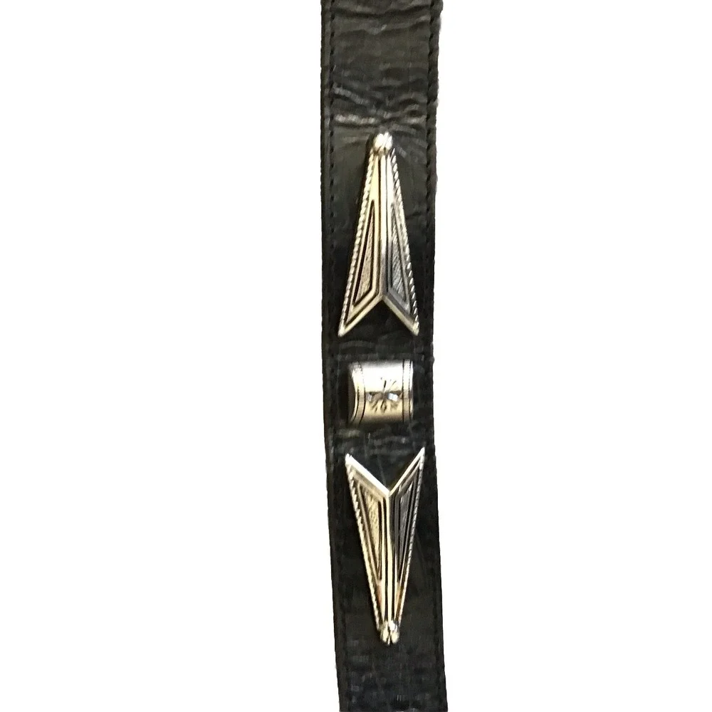 VTG Nanni Western Style Studded Belt Black Size M/L Made In Italy